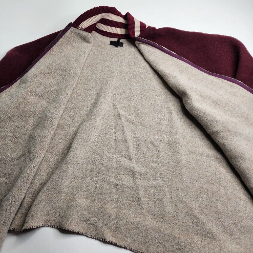 RAG & BONE Maroon Varsity Full Zip Wool Poncho Cape $450 One Size - Picture 7 of 9